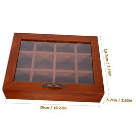 GRIRIW Wood Tea Bag Holder with Clear Lid 12 Compartment Tea Organizer Box for Loose Leaf Tea Spice