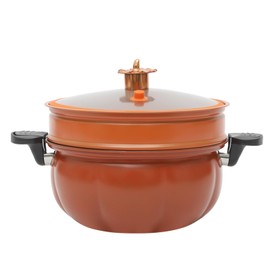 Micro Pressure Cooker 8l Large Capacity Pumpkin Micro Pressure Pot with 1 Practical Steamer Multi-function Micro Pressure Cooking Pot for Gas Cooking Stoves (Orange with steamer)