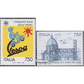 Prophila Collection Italy 2443, 2456 (complete edition) stamped 1996 Vespa scooter, Florence (stamps for collectors) cars/road traffic