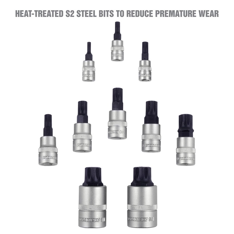 OEMTOOLS 23906 Triple Square Bit Set, Spline Socket Set 10