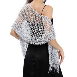 CVDYWDJIE 1 Piece Shiny Scarf Women Scarf Multifunctional Scarf Sequin Hollow Scarf Fashion Decoration Evening Dress Scarf Decoration, silver, M