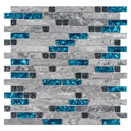 V-MOZZA 5-Sheet Glass Backsplash Tiles, 5 Square Feet Glass Mosaic Tile Subway Tile Backsplash for Kitchen Wall Bathroom