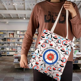 Curling Sport Curler Gift Just Keep Calm And Go Curling Tote Bag Roaring Game Gift (Go Curling CA Tote Bag)