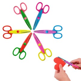 Liroyal Craft Scissors Lace Scissors (6pcs) Scissors Knurled Colorful Cute Wave Lace Scissors Handmade DIY Tools for Kids Stationery Paper Art School Scissors Home Kindergarten