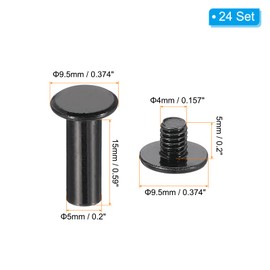 PATIKIL 24 Sets Chicago Screws, 15mm l Chicago Screws Phillips Binding Post Screw Bolts Leather Rivets Fasteners Connectors for Leather Belt Scrapbook Photo Albums, Black