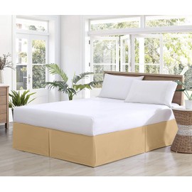 Bedskirts King Size – 100% Natural Cotton 800TC Split Corner Taupe King Bedskirt 16 inch Drop – Center & Corner Pleats (Taupe, King 16" Drop)