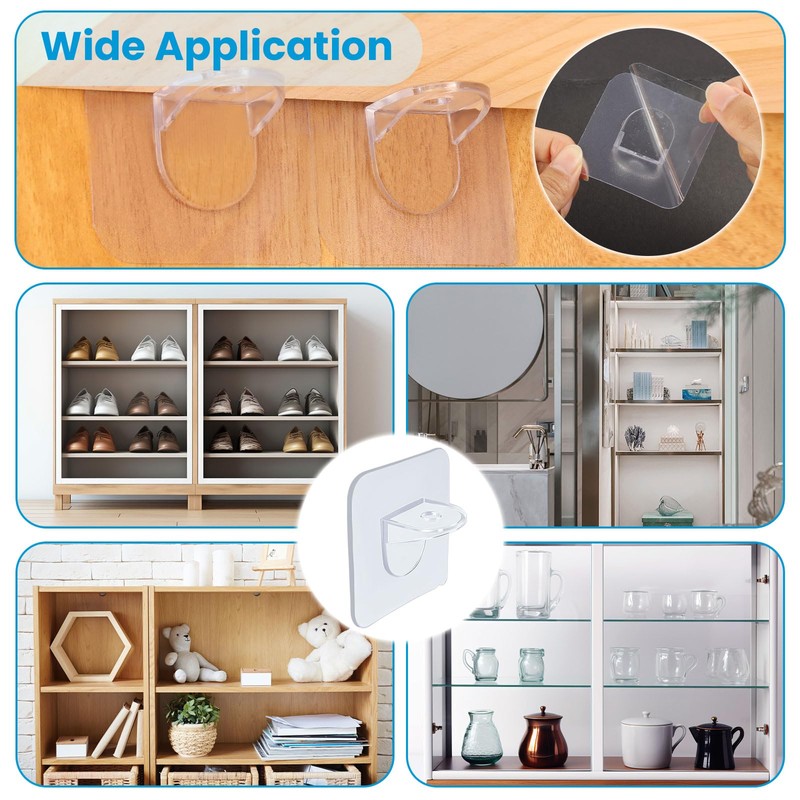 12 PCS Shelf Support Pegs, Adhesive Shelf Bracket, Cabinet Shelf