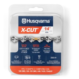 Husqvarna X-Cut S93G 14 Inch Chainsaw Chain, 3/8" Pitch, 050" Gauge, 52 Drive Link Chainsaw Blade Replacement, Pre-Stretched and Low Kickback, Gray