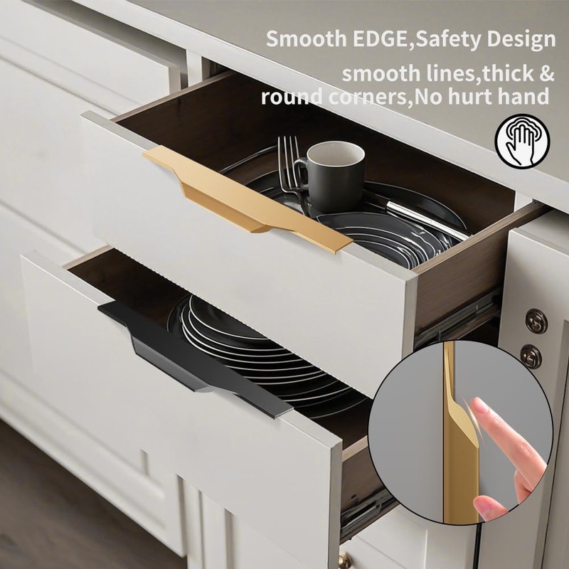 Precisluck 5 Pack 800mm(31.4 Inch) Black Edge Finger Pull Drawer