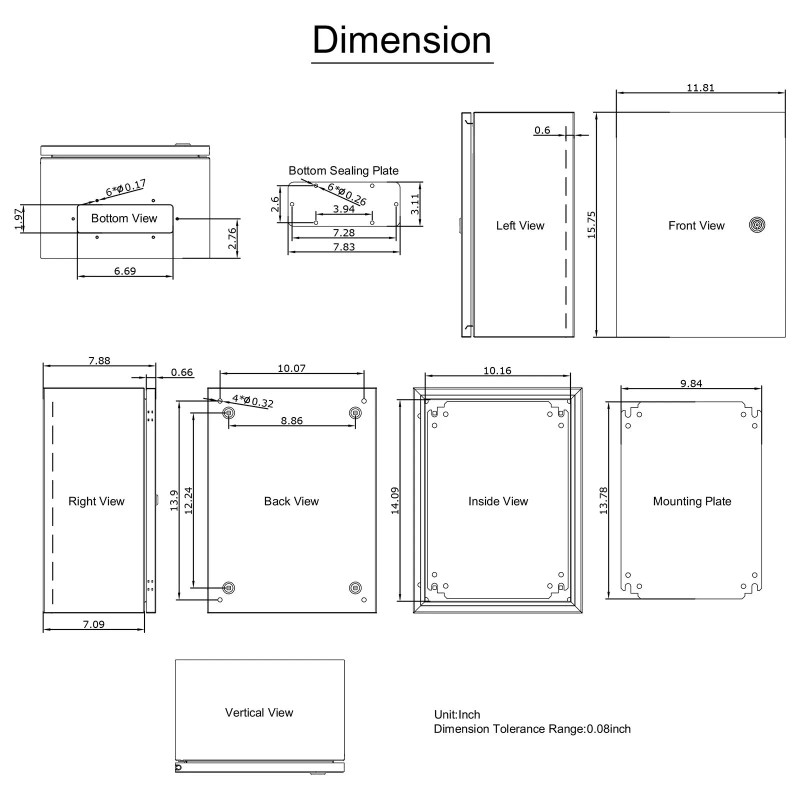 NEMA 4X Steel Electrical Box IP66 Waterproof Dustproof 16 X