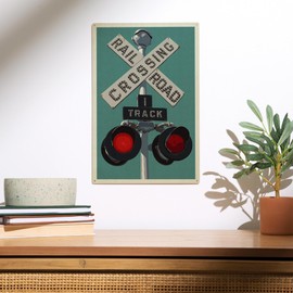 Lantern Press 10x15 Inch Wood Sign, Ready to Hang Wall Decor, Railroad Crossing, Letterpress