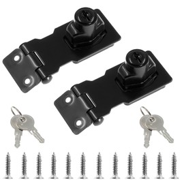 Jiozermi 2 Packs 2.5 Inch Hasp Lock With Keys, Stainless Steel Latch, Twist Knob Keyed Locking for Cabinet Small Door, Flat Black