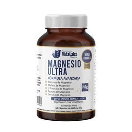 Magnesio Ultra Nutrientes VidaLabs 60 Capsulas, 5 Tipos de Magnesio y Vitamina B6 Premium                                                             