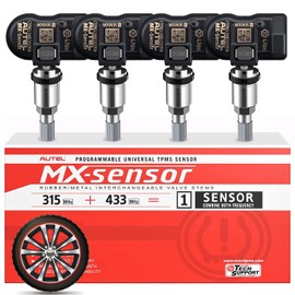 Autel TPMS Sensor MX-Sensor, 315MHz + 433MHz Dual Frequency Tire Replacement Sensor for All Cars, Same as OE Sensor, 100% Cloneable Pressure Monitor System Sensor (Metal Valve, Press-in, 4PCS)