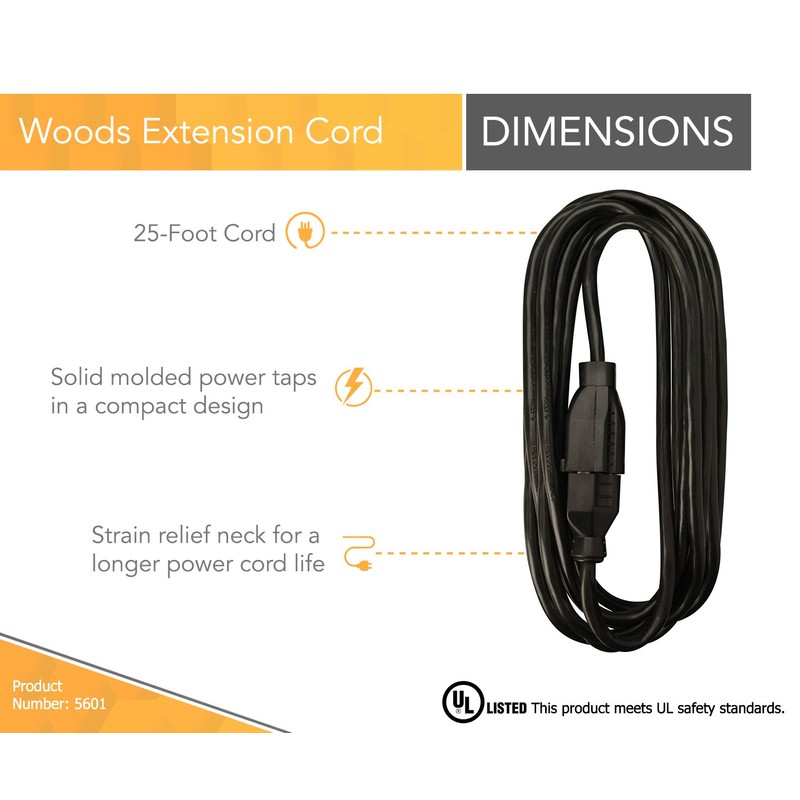 Woods Light Duty Extension Cord - Indoor Power Solution for