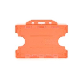 ALG ID Cards® Orange Double Sided/Dual Sided Rigid Orange ID Identity Card Pass Badge Holder for Neck Lanyard (Landscape/Horizontal) - Made in Britain from Recycled Plastic