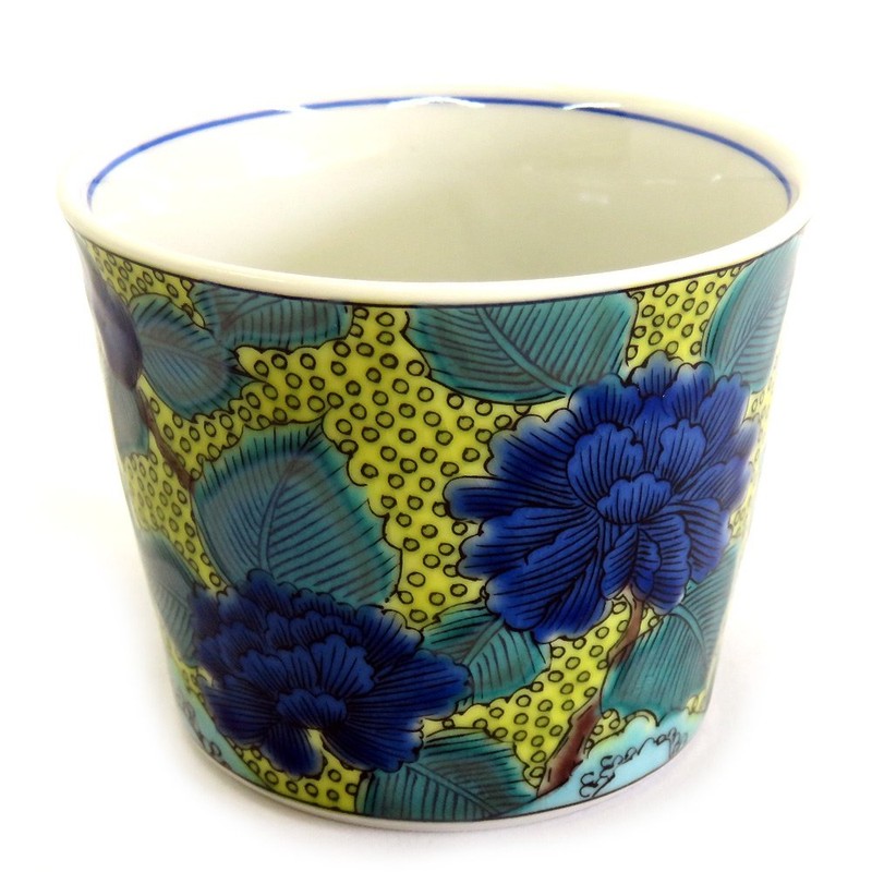 Sobachoko Stylish Kutani Ware Soba Boar Mouth, Peony Figure, Pottery,
