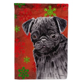 Caroline's Treasures SC9406GF Pug Red and Green Snowflakes Holiday Christmas Flag Garden Size, Small, Multicolor