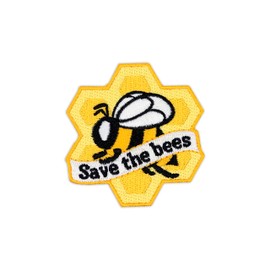 Winks For Days Save The Bees Honeycomb Flying Bee Embroidered Iron-On Patch