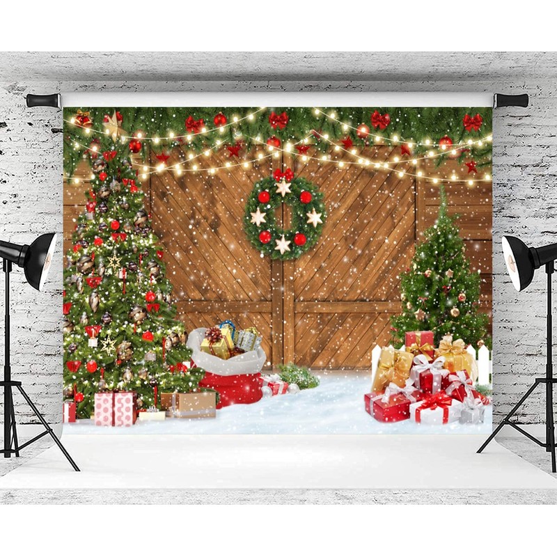 ASDCXZ Christmas Photo Background 2.2 x 1.5 m, Snowfield Outdoor