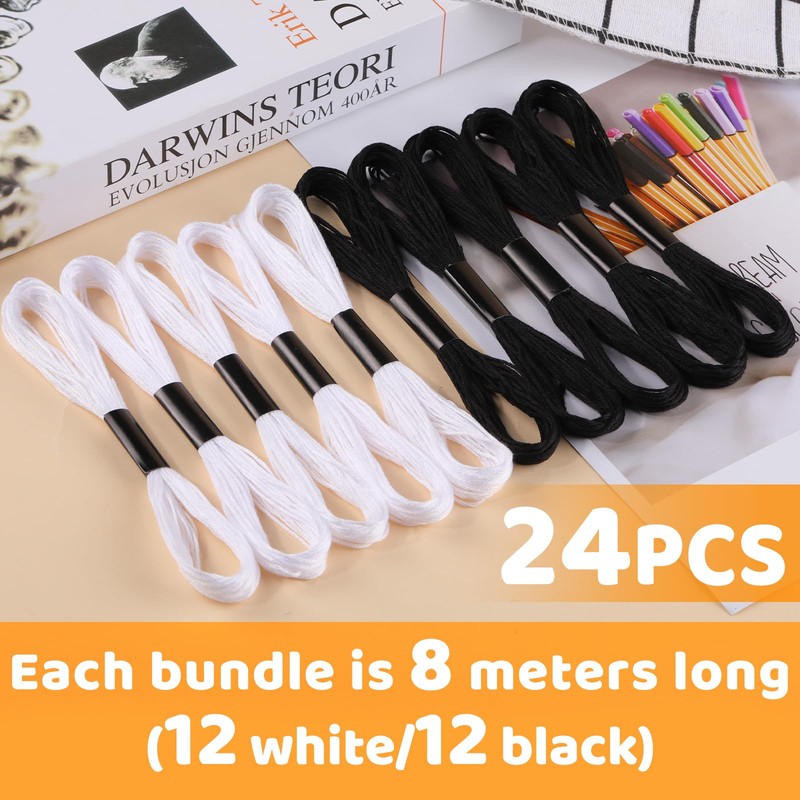 Black and White Series Embroidery Thread, Embroidery Cross Floss, Embroidery