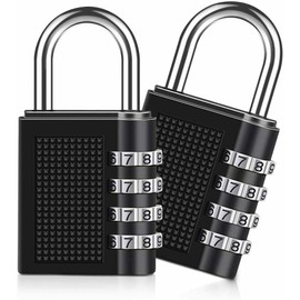 Combination Padlocks (2 Pack) 4 Digit Lock Security Home Bike Shed Travel - Black
