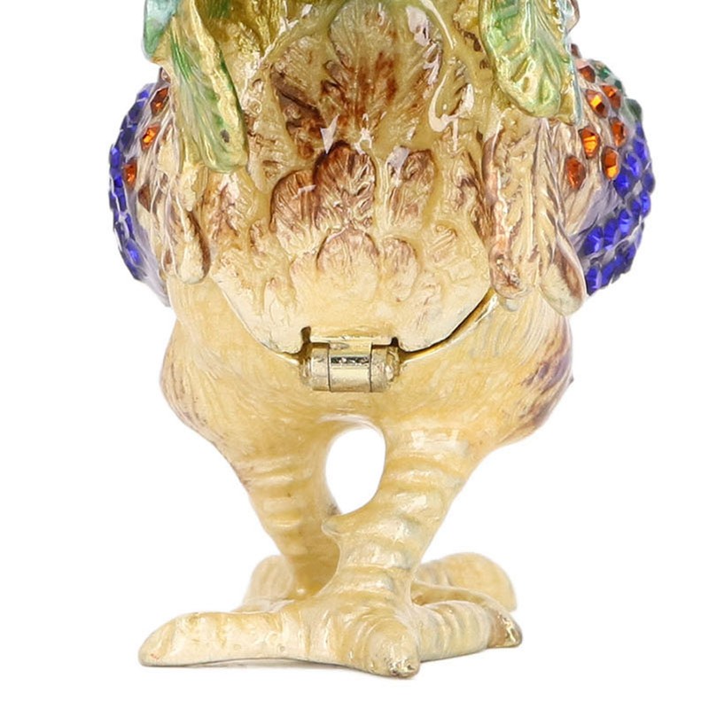 Rooster Trinket Box Embedded Rhinestone Alloy Bright Colors Wide Application