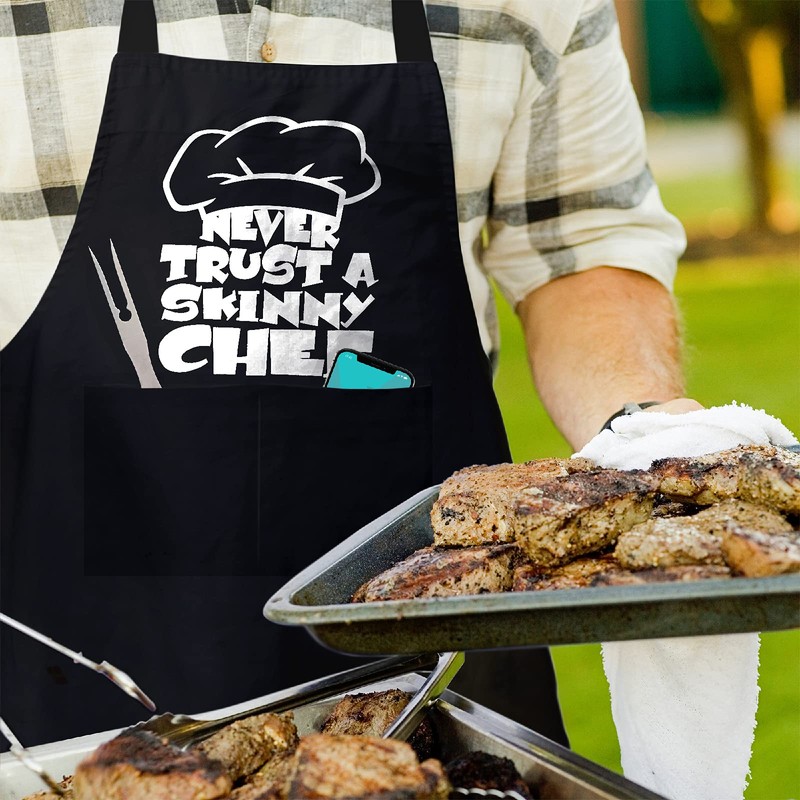 Men's Funny Never Trust A Skinny Chef Summer BBQ Cooking