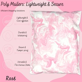 Hawk Poly Mailers 6x9 Cute Pink Marble Heavy Duty 3.15mil Tamper-Evident & Self-Sealing Shipping Envelopes for Small Businesses Printed Waterproof Mailing Bags Non Padded (Rosé, 6x9)