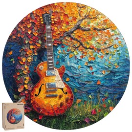 Reouinty Wooden Puzzle for Adults, Guitar Wooden Jigsaw Puzzles(11.2 * 11.2in-200pcs), Beautiful Wooden Puzzle with Box Birthday Gifts for Adults and Kids Family Game