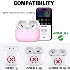 Funda para AirPods Pro 2, AirPods Pro 2ª generación [2022] Funda protectora de silicona suave a prueba de golpes con correa de mano, compatible con carga inalámbrica [LED frontal visible] (rosa claro)