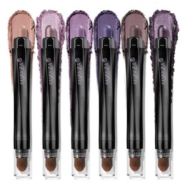 LUXAZA PRO Purple Eyeshadow Stick 6PCS Set, Metallic Shimmer Matte Cream Eye Shadow Palette Brightener Pencil Crayon, Halloween Makeup - BLUEBERRY
