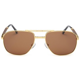 Kyiduo Classic Polarized Folding Compact Pocket Sunglasses With Care (Gold,Brown)