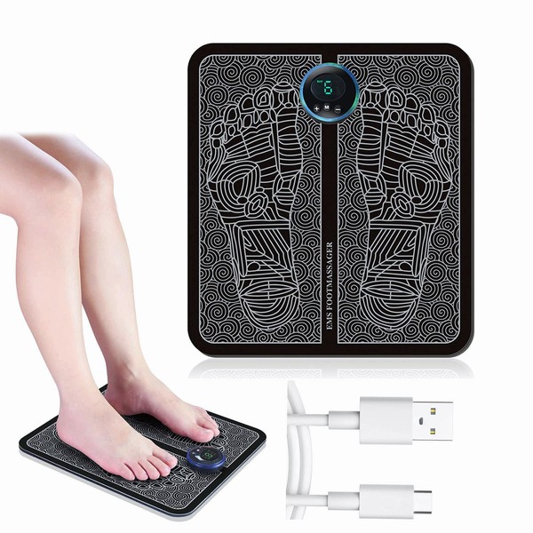 Bilinli EMS Foot Massager, Electric EMS Foot Massage Pad Foot Acupuncture Stimulator Massager (Charge Type)
