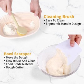 Zicojia Bread Making Kit, Proofing Baskets 10 Inch Oval Sourdough Bread Baking Supplies