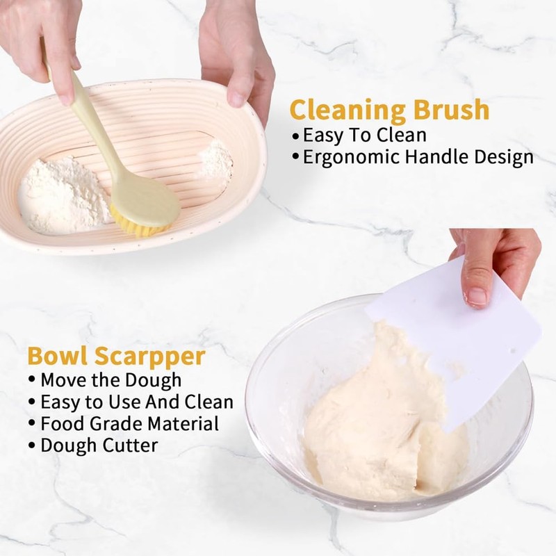 Zicojia Bread Making Kit, Proofing Baskets 10 Inch Oval Sourdough