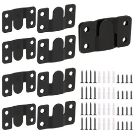 4 Pairs Interlocking Flush Mount Bracket Picture Hanging Hooks Black Stainless Steel Heavy Duty Photo Frame Hook Large Picture Hanger Buckle Furniture Connector Headboard Wall Mounting Hardware