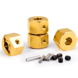 SWX 1/10 RC Car Wheel Hex Extenders 4PCS 8mm Brass Wheel Combiner with Pins and Screws Compatible with Redcat 1/10 Ascent RC Rock Crawler Car Upgrades (8mm)