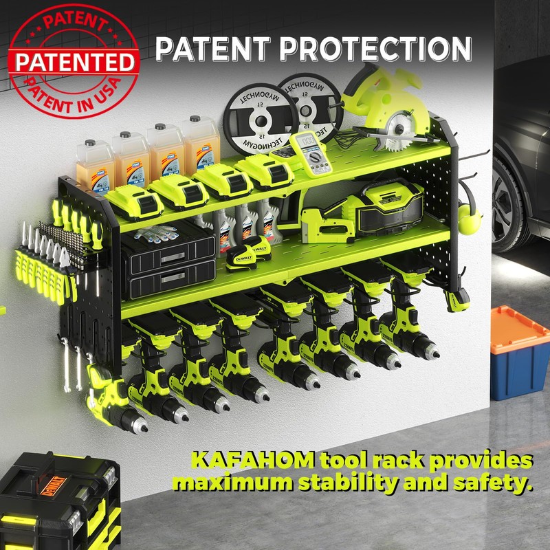 KAFAHOM Power Tool Organizer, Large 8 Drill Holder Wall Mount