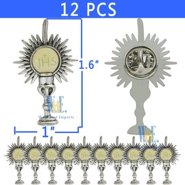 Generic 12 PCS First Communion Inspirational Lapel Pins Minister Catholic Religious of Holy Communion Pin with Chalice (JK110sil), silver