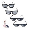 4 Stück Premium-Qualität Thug Life Pixel Mosaik Sonnenbrille,Pixelated Sonnenbrille,Unisex MLG