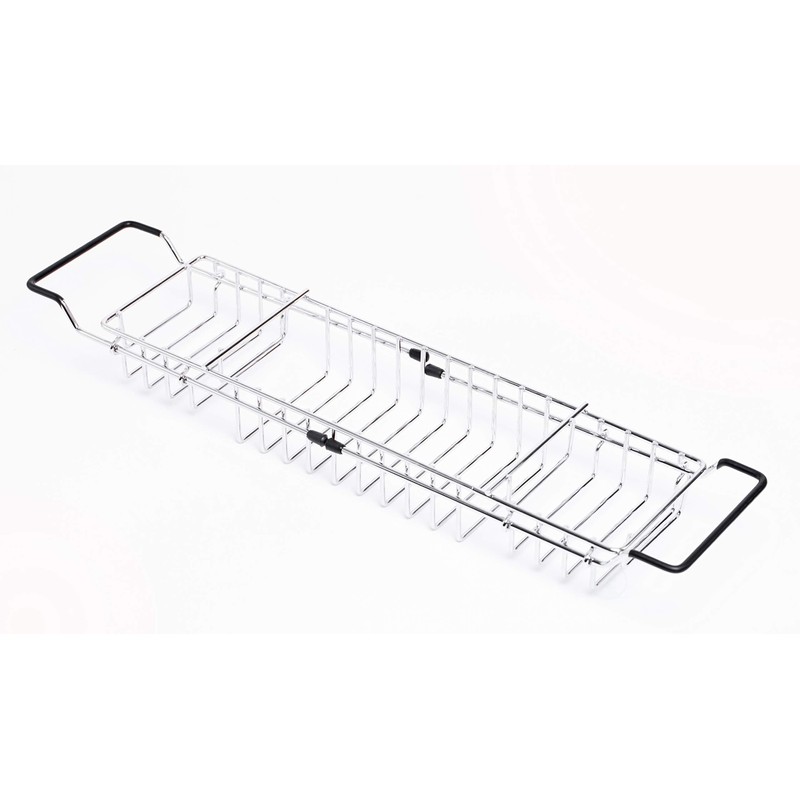 Expandable Metal Bathtub Caddy with, Rubber Handles
