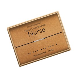 KGBNCIE Nurse Bracelet Morse Code Jewelry Gift for Women Sterling Silver Beads on Silk Cord inspirational Gift for Her