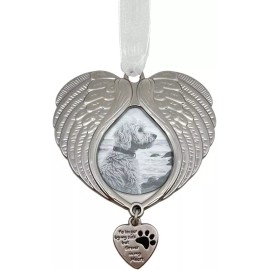 10YG Pet Christmas Ornament W/ Photo Holder Angel Wing Memorial Rainbow Bridge Gift