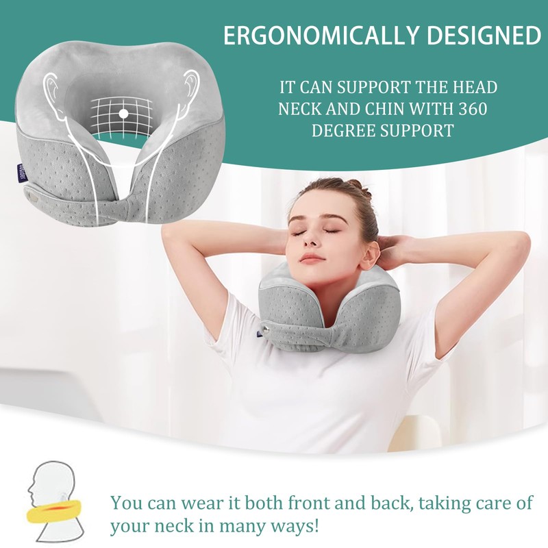 Gosider Travel Pillow Breathable Airplane Neck Pillow Memory Foam Neck