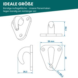 TRAILERKRAFT® PlusPro Three-Hole Tarpaulin Hooks Net Hooks for Trailer Tarpaulin Trailer Net Three-Hole Tarpaulin Hook Tension Hook Three-Hole Hook for Car Trailer Side Wall Hook Eyelets Plastic Pack