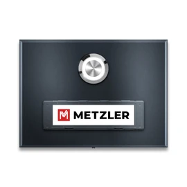 Metzler Surface-Mounted Doorbell in Anthracite - Stainless Steel Bell with Interchangeable Name Plate - Powder Coated in Anthracite RAL 7016 - Name Plate & Bell Push Button with LED Lighting