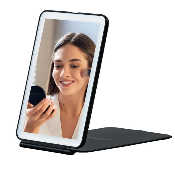 Folding Portable Makeup Mirror with LED Light – iPad Size
