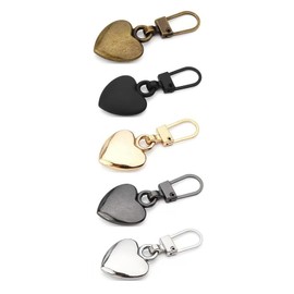 5Pcs Heart Shaped Zipper Pull Replacement - Metal Backpack Zipper Mend Fixer Repair for Coats, Jackets, Pants, Luggage - Fasteners, Sewing Notions and Supplies Charms (Multicolor)