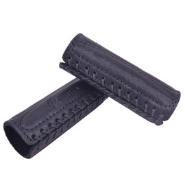 Cowhide Leather Motorcycle Handlebar Grips Handle Grips Cover Protector (Black)